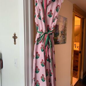 Boden Pink and Green Floral Maxi Dress
